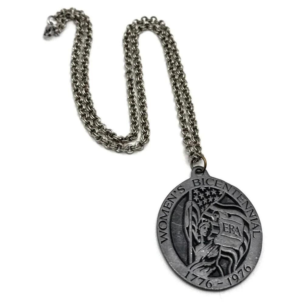 1976 Toni Carabillo Womens Bicentennial ERA Medal Pendant Necklace Feminist 22